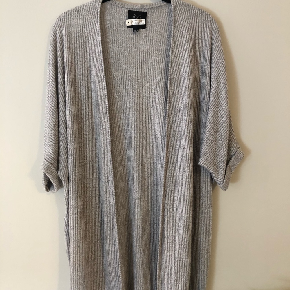 long grey cardigan